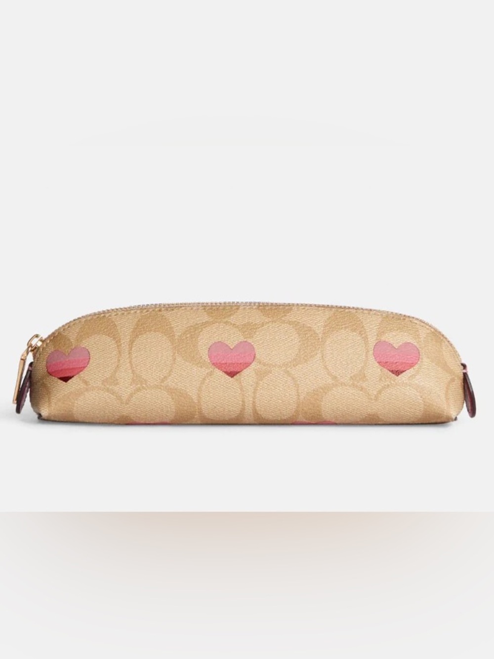 Coach Signature Cosmetic Pouch with Pink Heart Accent